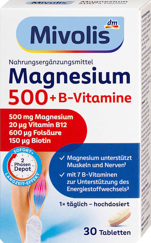 Mivolis Magnésium 500 + vitamines B comprimés 2 phases 30 pièces 45 g