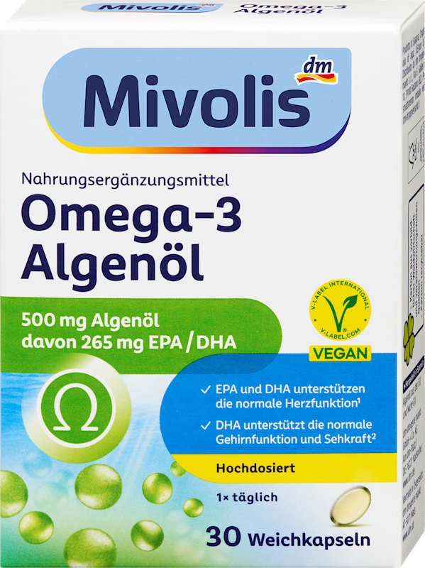 Mivolis Capsules huile d'algues Oméga-3 30 pièces 21,6 g