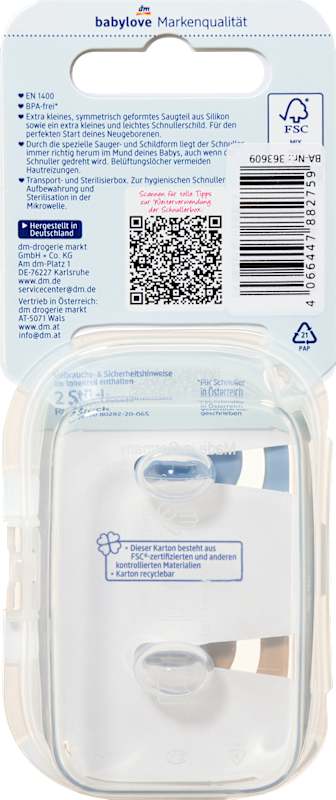 babylove Sucette pour nouveau-nés silicone symétrique bleu/beige, 2 pièces