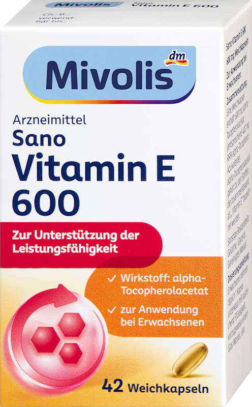 Mivolis Sano Vitamine E 600 capsules molles 42 pièces