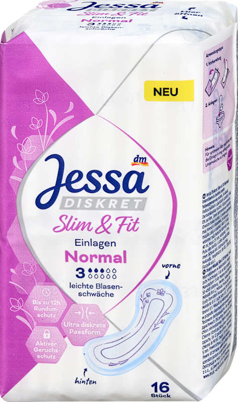 Jessa DISKRET Protections incontinence Slim & Fit Normal 16 pcs