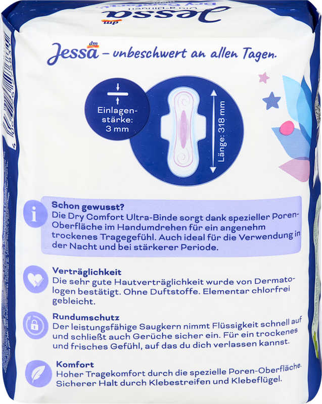 Jessa Serviettes Ultra Dry Comfort Night 10 pièces