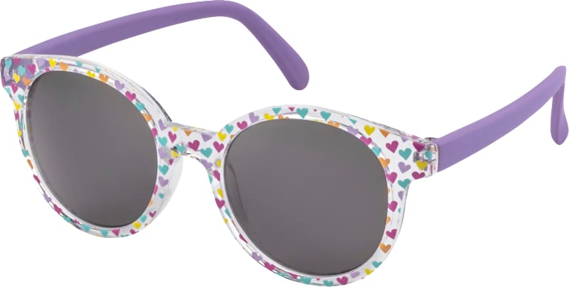 SUNDANCE Lunettes de soleil enfant monture transparente à cœurs colorés & branches lilas, 1 pièce