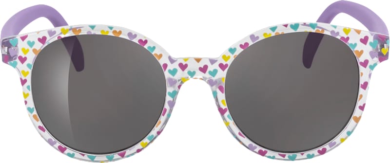 SUNDANCE Lunettes de soleil enfant monture transparente à cœurs colorés & branches lilas, 1 pièce