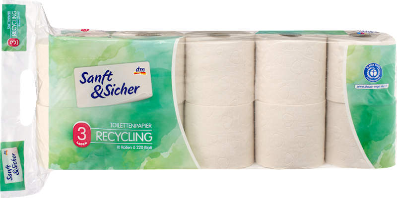 Sanft&Sicher Papier toilette recyclé 3 plis 10x220 feuilles 10 pcs