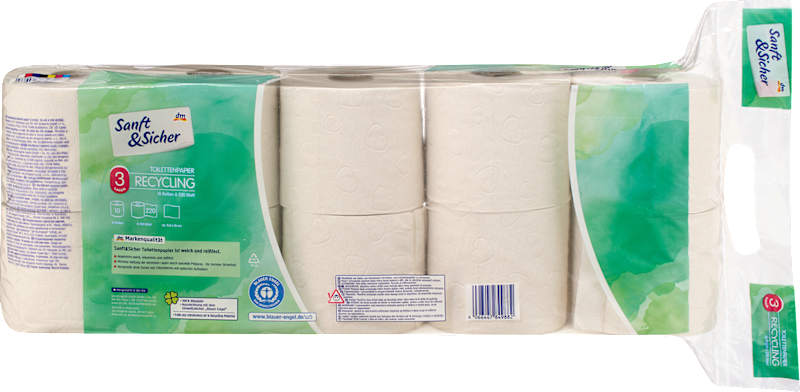 Sanft&Sicher Papier toilette recyclé 3 plis 10x220 feuilles 10 pcs