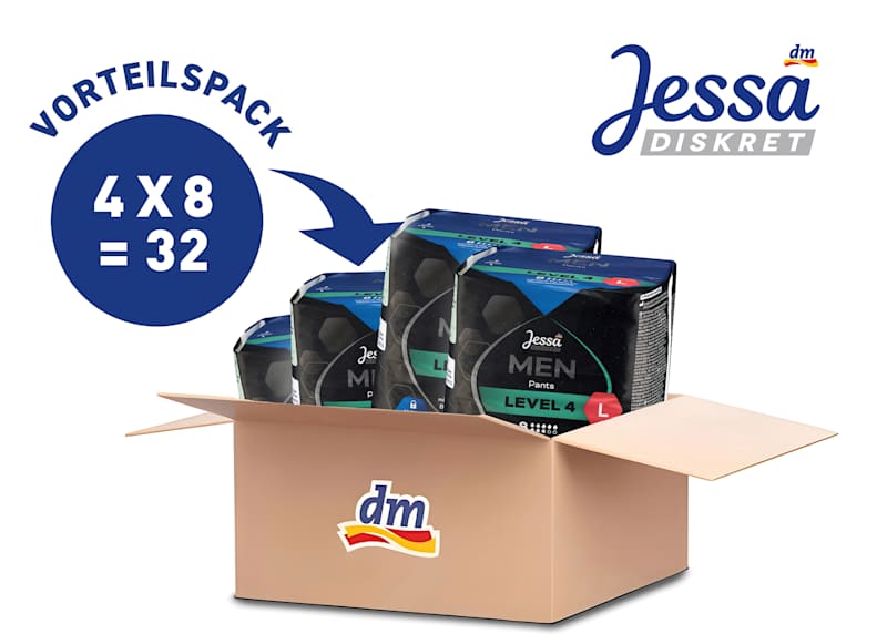 Jessa DISKRET Men Culottes incontinence Level 4 taille L pack avantageux (4x8 pcs), 4 pcs