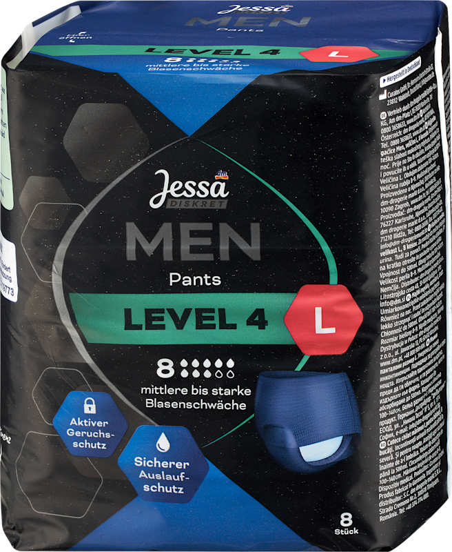 Jessa DISKRET Men Culottes incontinence Level 4 taille L pack avantageux (4x8 pcs), 4 pcs