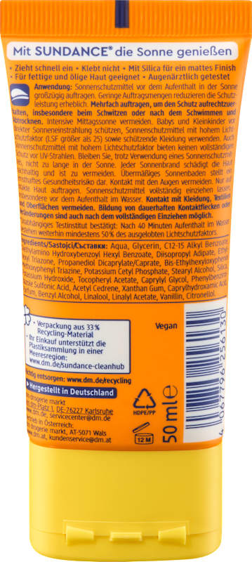 SUNDANCE Fluide solaire visage oil control LSF 50