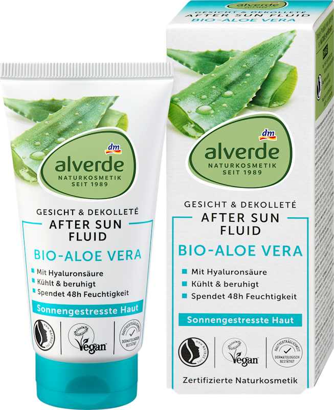 alverde NATURKOSMETIK Fluide après-soleil visage à l'aloe vera, 50 ml