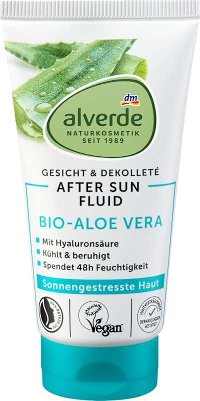 alverde NATURKOSMETIK Fluide après-soleil visage à l'aloe vera, 50 ml