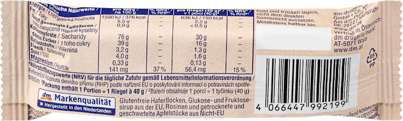 Sportness barre énergétique avoine raisins & pomme 40 g