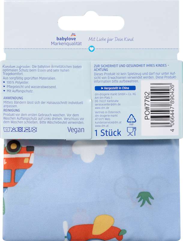 babylove Bavoir à manches bleu véhicules 1 pc