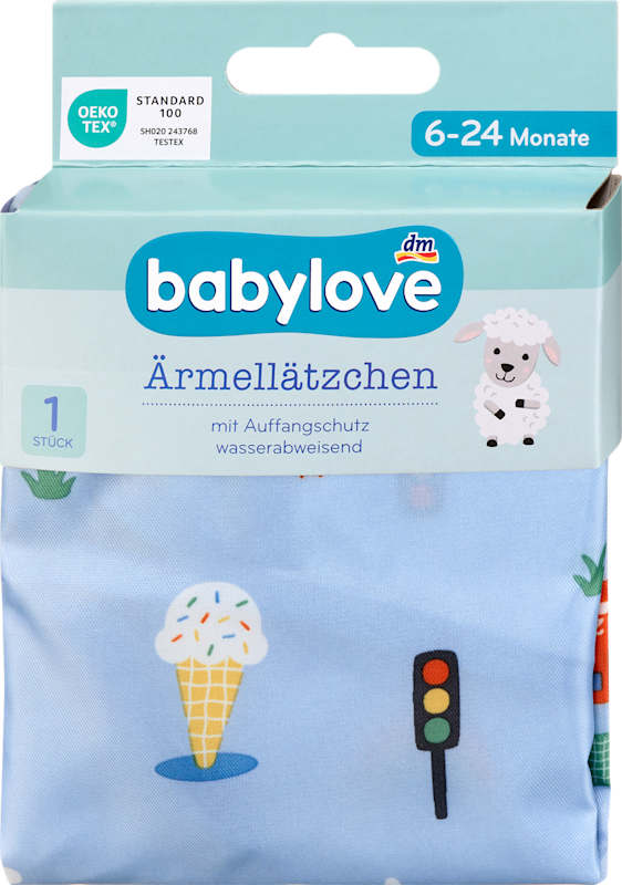 babylove Bavoir à manches bleu véhicules 1 pc