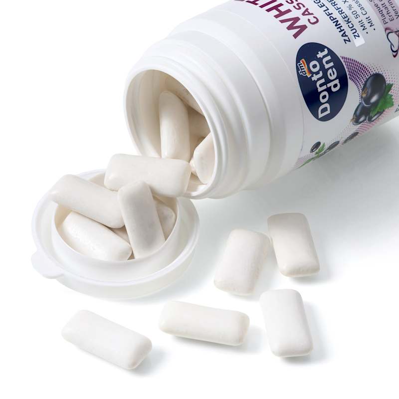 Dontodent Chewing-gum White Cassis sans sucre 50 pièces