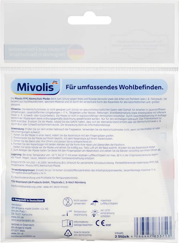 Mivolis masque de protection FFP2 2 pièces