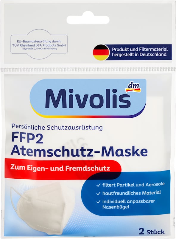 Mivolis masque de protection FFP2 2 pièces