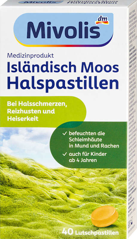 Mivolis Pastilles pour la gorge à la mousse d'Islande 40 pièces