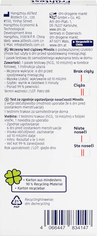 Mivolis Test de grossesse précoce, 1 pièce