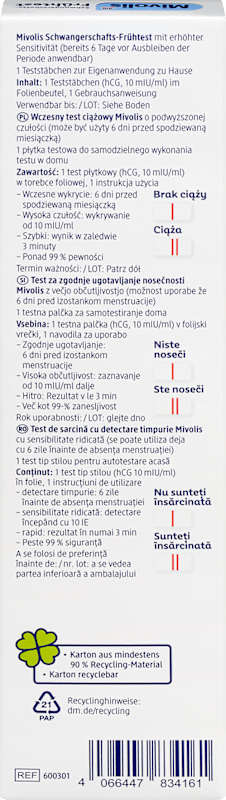 Mivolis Test de grossesse précoce bâtonnet 1 pièce