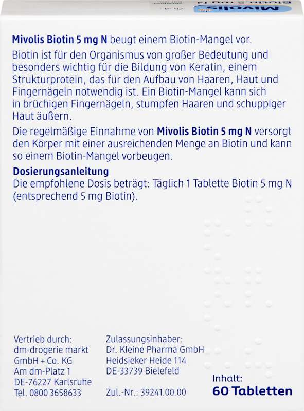 Mivolis Biotine 5 mg N comprimés, 60 pièces