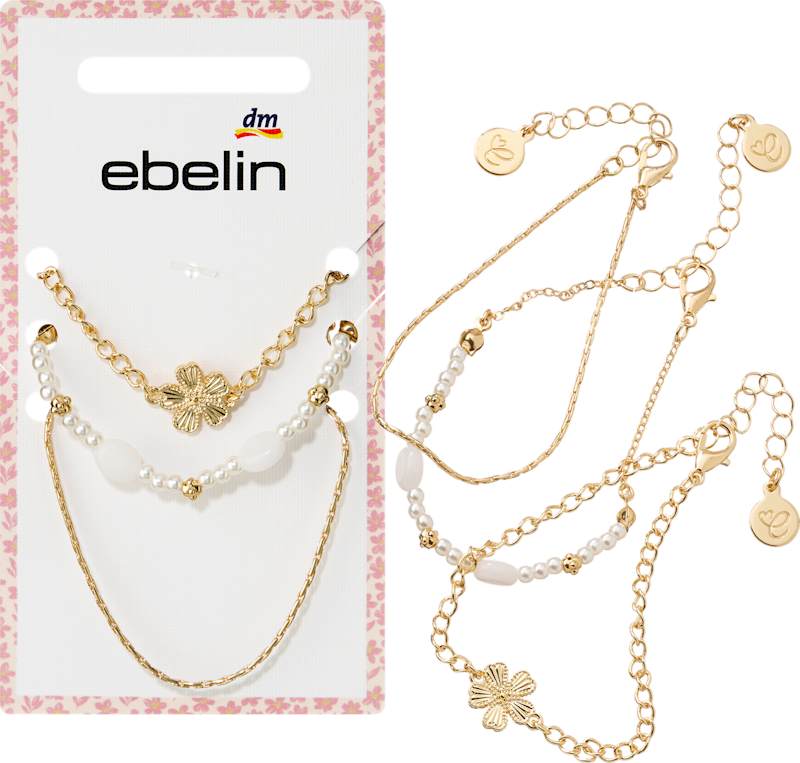 ebelin Bracelets avec fleur et perles 3 pièces