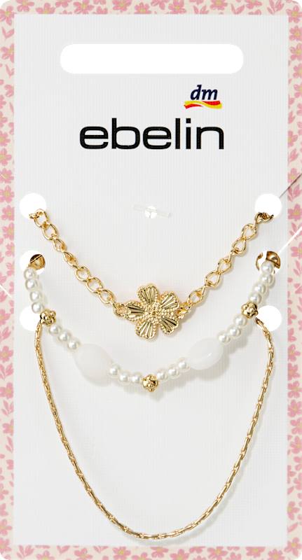 ebelin Bracelets avec fleur et perles 3 pièces