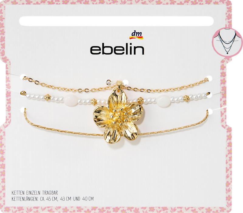 ebelin colliers avec fleur & perles 3 pièces