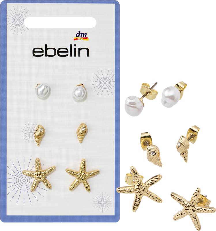 ebelin Boucles d'oreilles marines avec perles aspect or 6 pièces