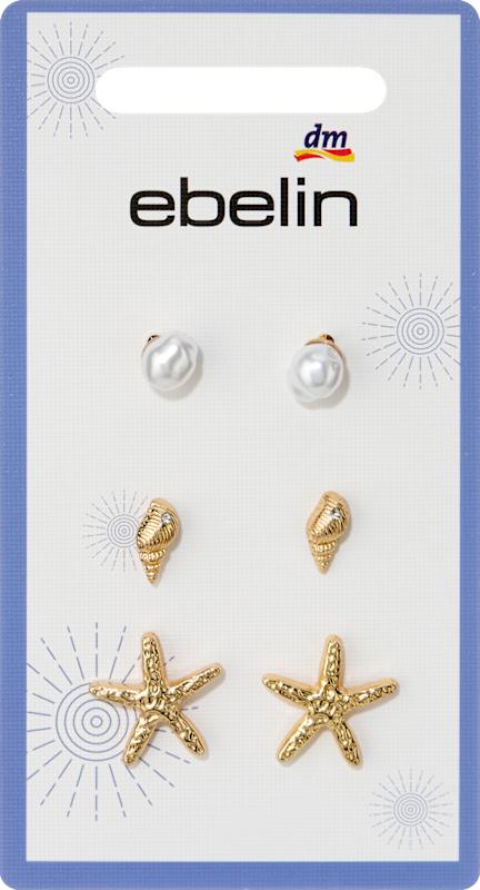 ebelin Boucles d'oreilles marines avec perles aspect or 6 pièces