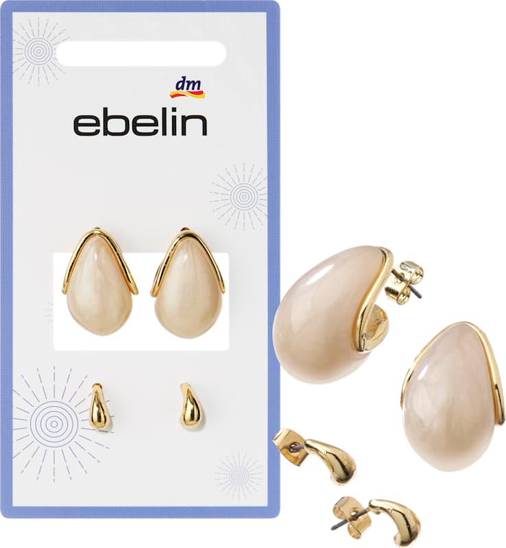 ebelin Boucles d'oreilles forme goutte effet doré 4 pcs