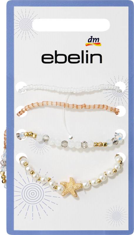 ebelin Bracelets élastiques avec perles blanc/doré, 4 pièces