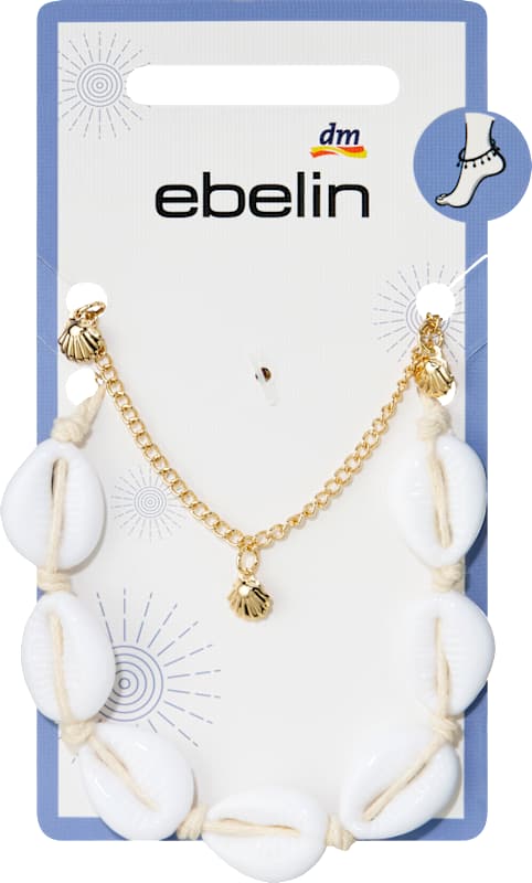 ebelin Chaînes de cheville avec coquillages dorées 2 pièces