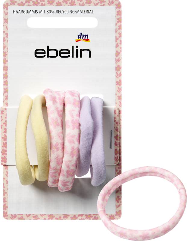 ebelin Élastiques cheveux jaune/lilas/à fleurs 6 pièces