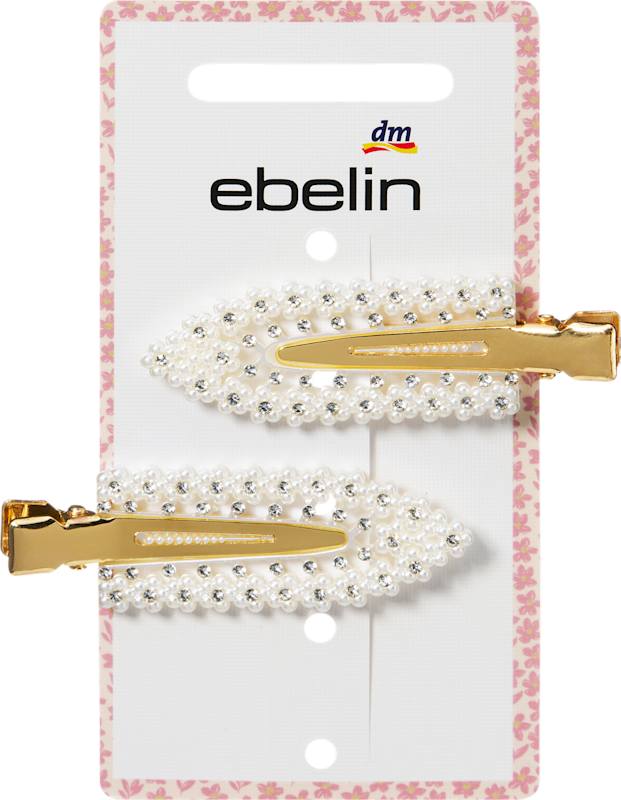 ebelin Pinces à cheveux avec perles & paillettes blanc 2 pièces