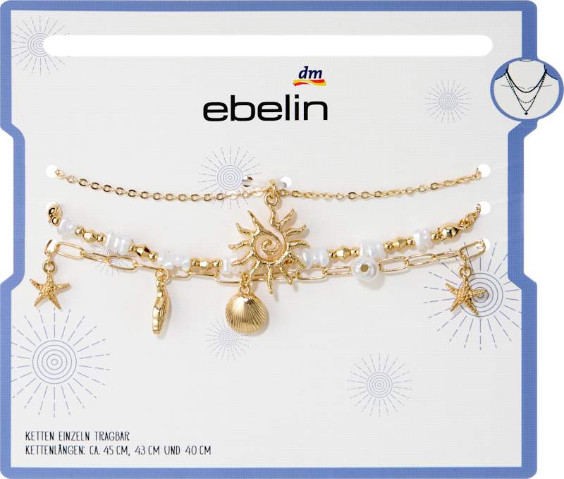 ebelin colliers marins avec perles aspect doré, 3 pièces