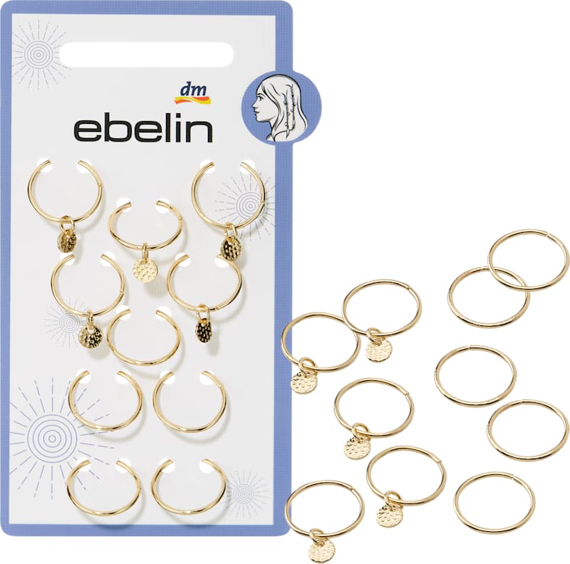 ebelin piercings cheveux aspect doré 10 pièces