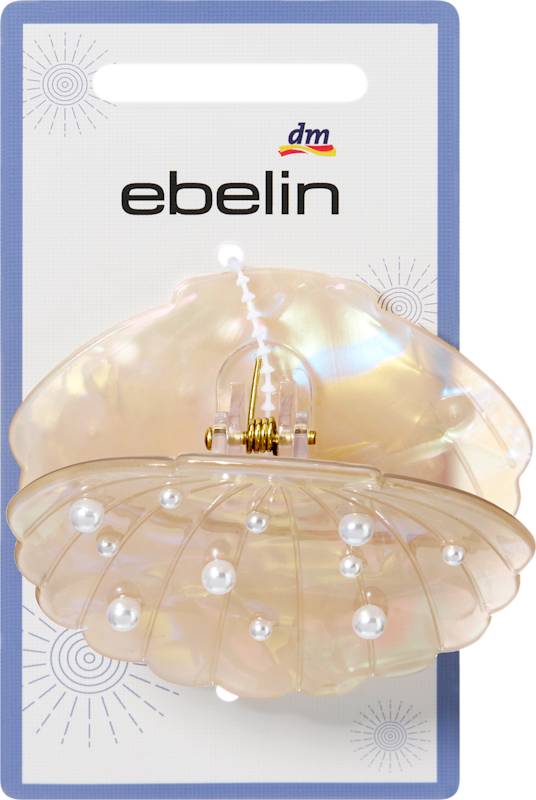 ebelin pince cheveux coquillage avec perles, effet holo, 1 pièce
