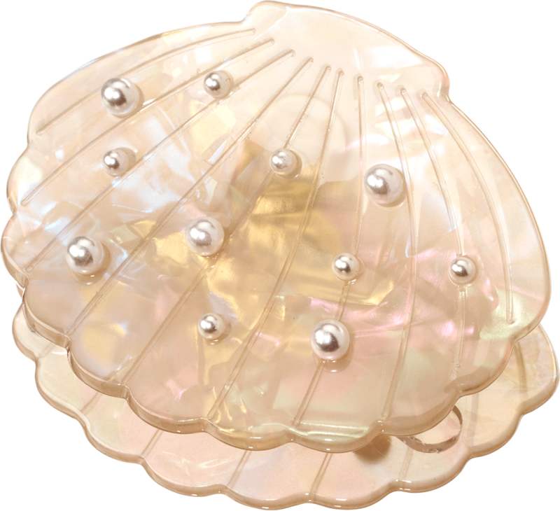 ebelin pince cheveux coquillage avec perles, effet holo, 1 pièce
