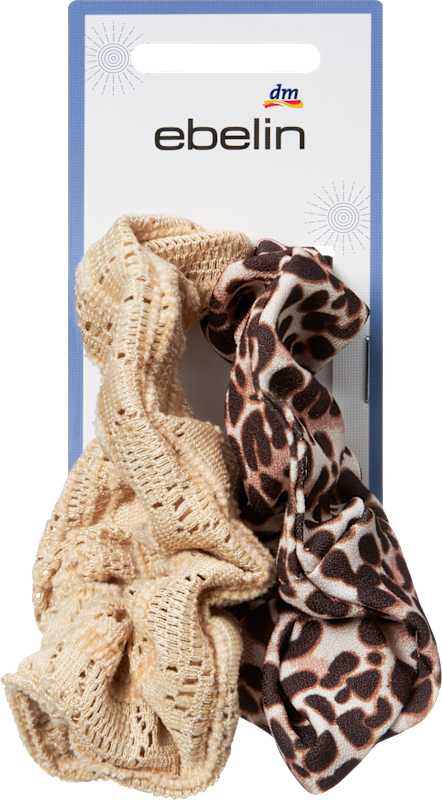 ebelin Scrunchies beige/motif léopard, 2 pcs