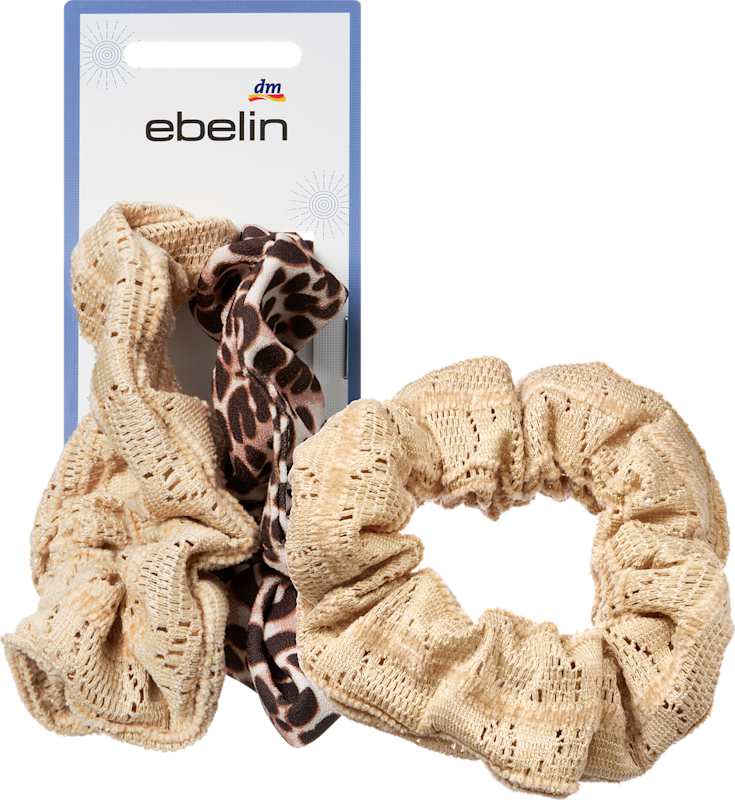 ebelin Scrunchies beige/motif léopard, 2 pcs