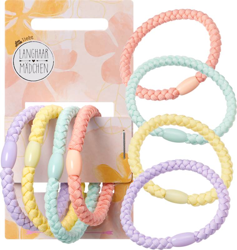 LANGHAARMÄDCHEN Élastiques cheveux tressés colorés, 4 pièces