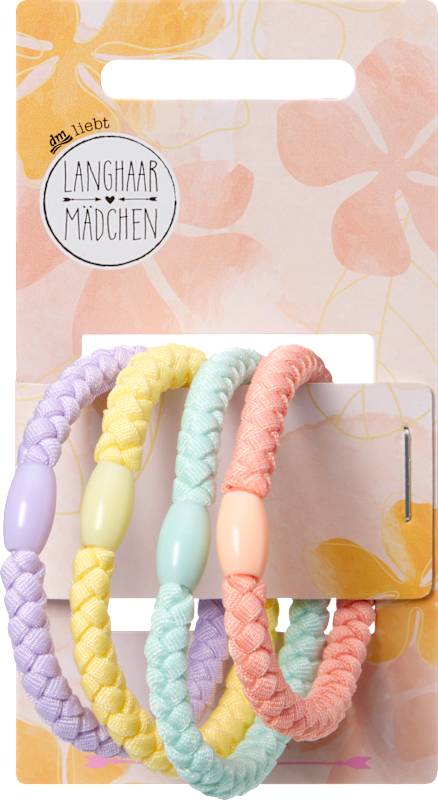 LANGHAARMÄDCHEN Élastiques cheveux tressés colorés, 4 pièces
