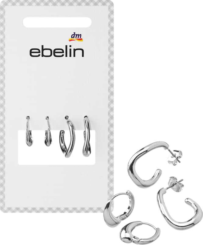 ebelin boucles d'oreilles organiques aspect argent 4 pièces