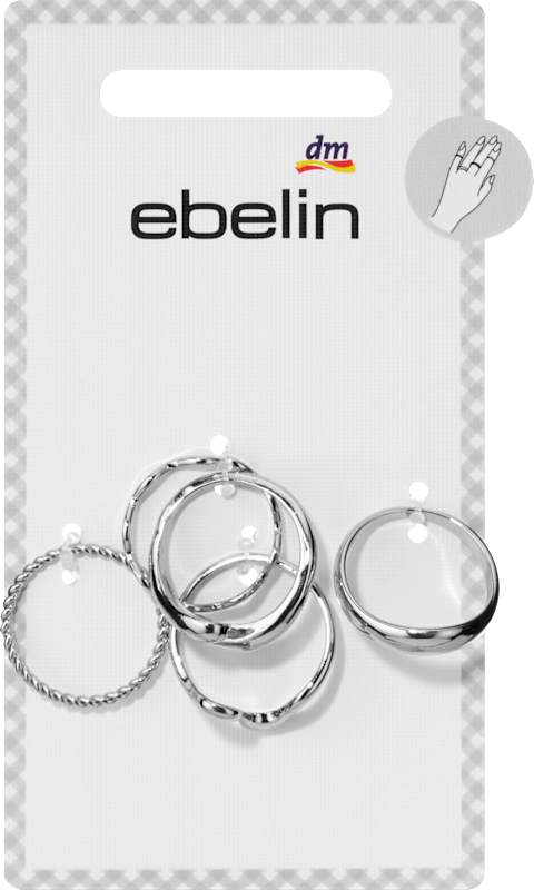 ebelin Bagues aspect argent 5 pièces