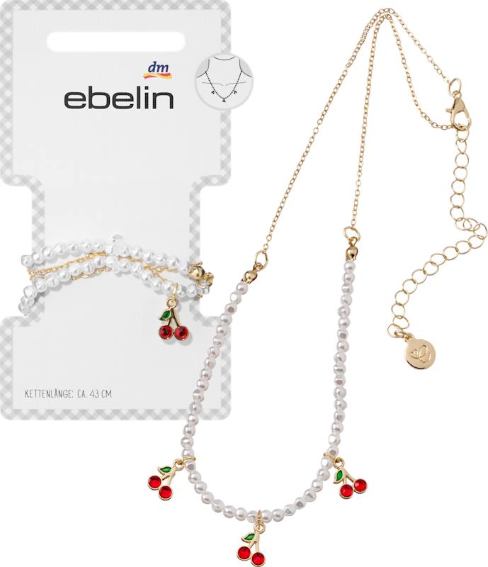 ebelin Collier avec perles et cerises aspect or 1 pièce