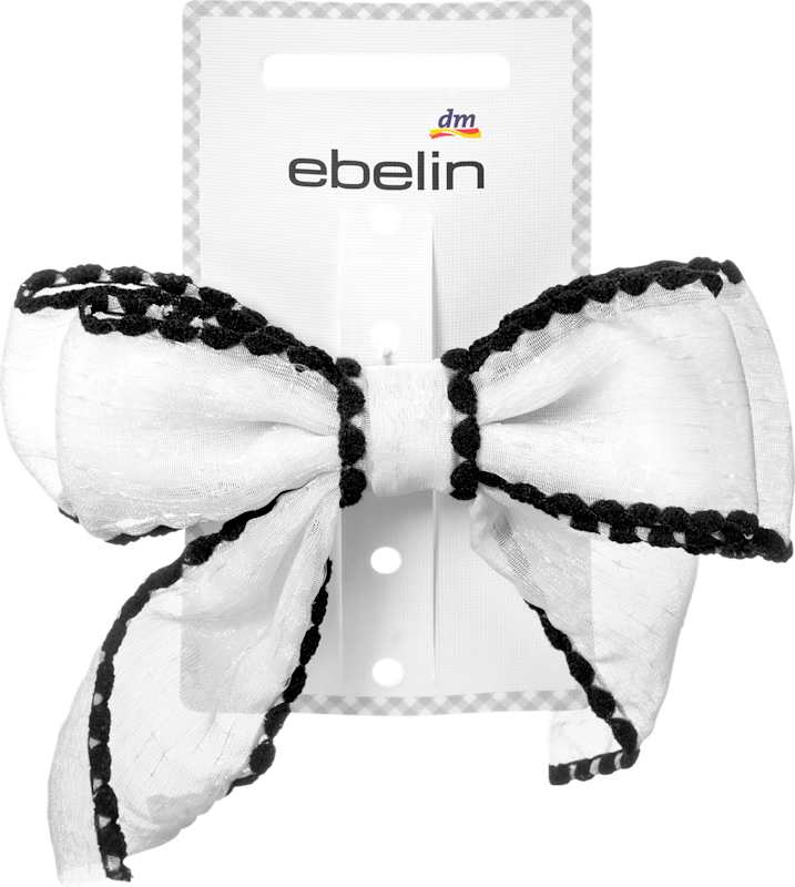 ebelin Barrette nœud blanc/noir, 1 pc