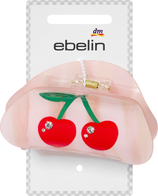 ebelin Pince à cheveux Cerise avec strass, rose, 1 pièce