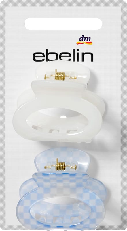 ebelin Pinces à Cheveux Ovales blanc/à carreaux 2 pièces