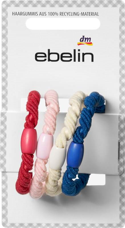 ebelin Élastiques cheveux torsadés rouge/rose/blanc/bleu 4 pcs